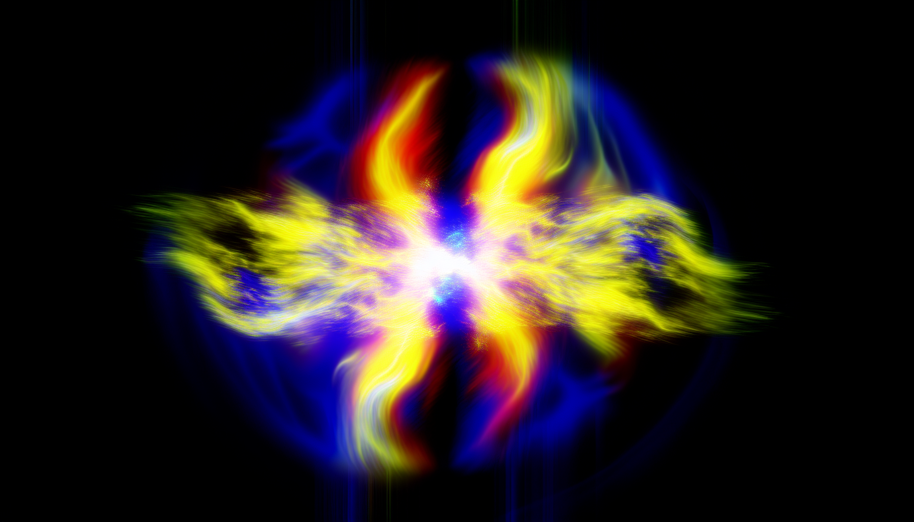Erstellen Sie ein Bild eines abstrakten Phänomens, das als 'Barfen' bekannt sein könnte. Dies kann als spektrale Energie visualisiert werden, die von einer unbekannten Entität ausgeht und durch lebendige Farben, wirbelnde Muster und auffällige Kontraste gekennzeichnet ist. Die Energie sollte in Bewegung erscheinen, wirbelnd und wogend, und eine andereweltliche Lumineszenz ausstrahlen. Die Entität sollte im Zentrum stehen, während die Energie nach außen strahlt und die Umgebung mit ihrer strahlenden Präsenz erfüllt.